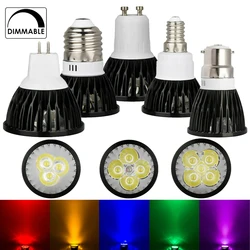 Dimmable Led Spot Light 15W 12W 9W Bulbs 110V 220V Bulb E27 E14 GU10 B22 MR16 For Home Decor Red Blue Green Purple Yellow