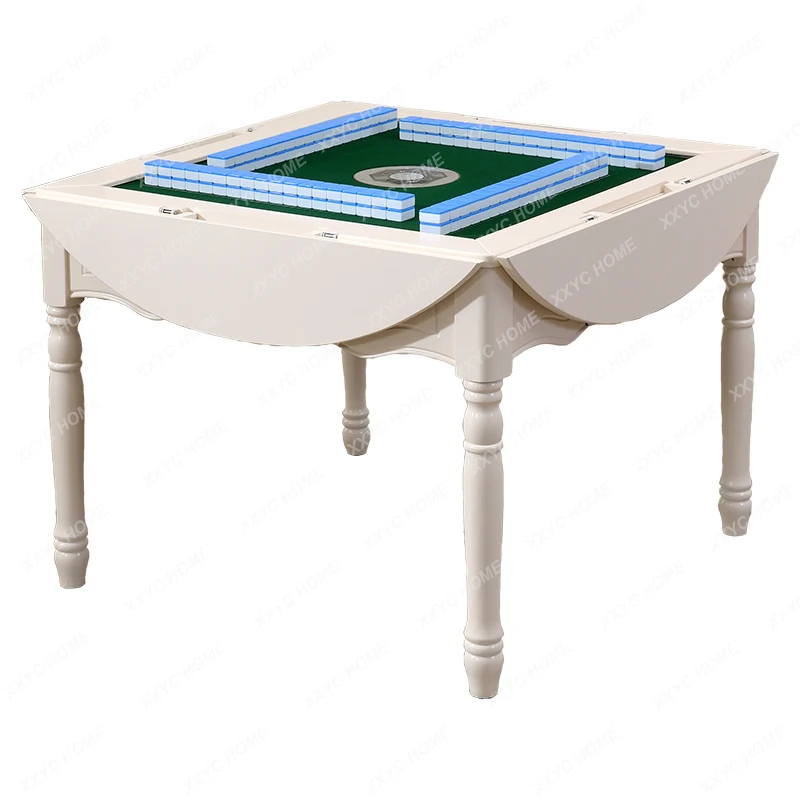 Mahjong Machine Dining Table Dual-Use Solid Wood Folding round Table Small Apartment European Four-Mouth Machine Household