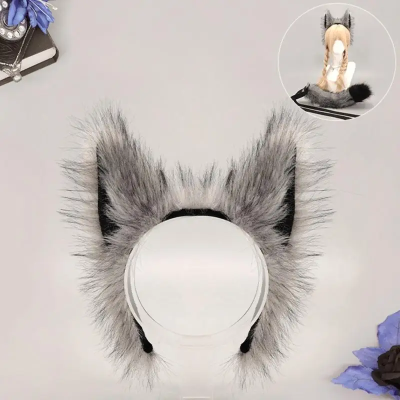 2026 New Warm Furry Wolf Ear And Paws Costume Accessory Perfect For Winter Costume Event