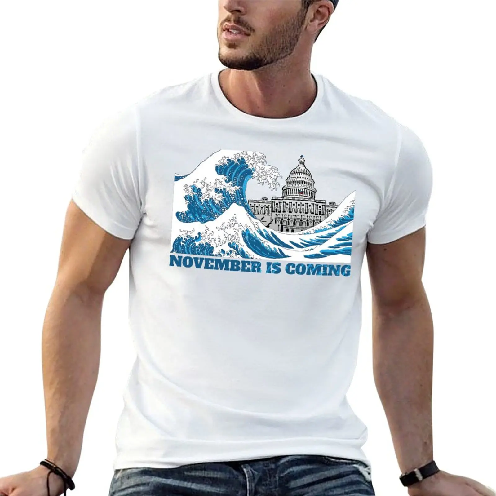 T-shirt Blue Wave décontracté à manches courtes pour tous les jours