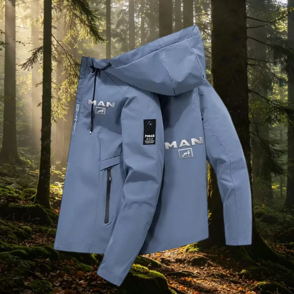 Fashion brand spring and autumn new classic printed design jacket men hot selling outdoor leisure sports windproof hooded jacket