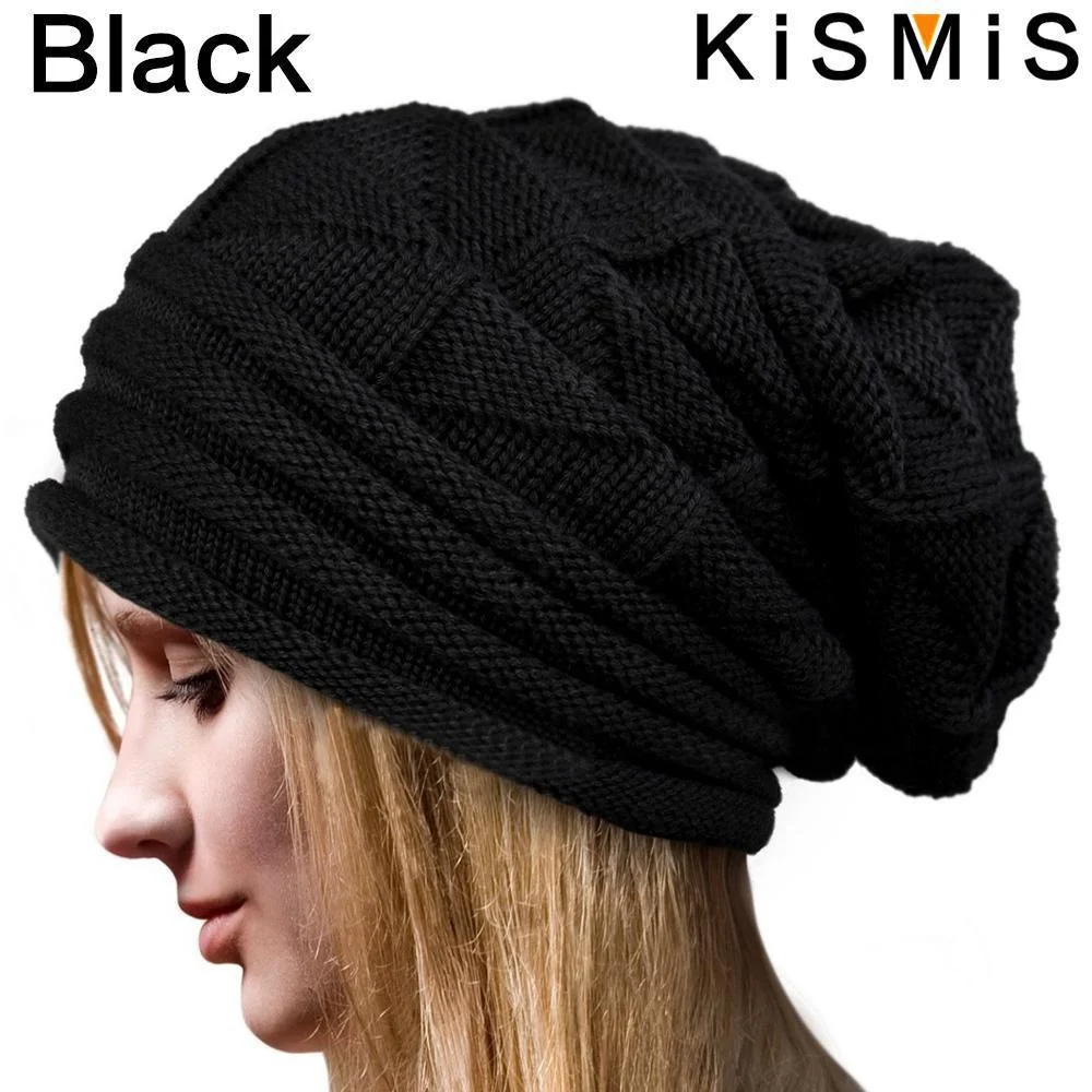 KISMIS قبعة الشتاء للنساء قبعة الصوف محبوك بيني الدافئة عادية الصلبة قبعات الشتاء القبعات للنساء قبعات منسوجة