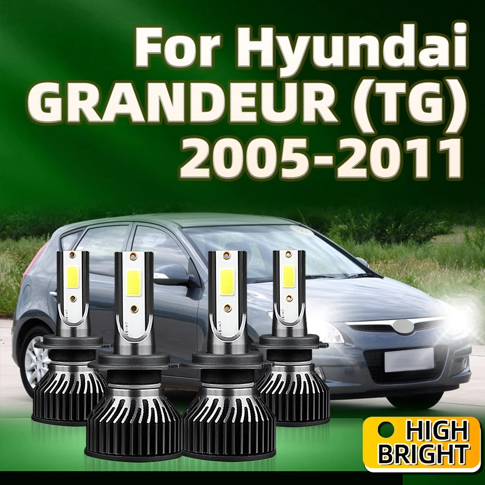 

4PCs Headlight 30000LM COB Chip LED H7 6000K Light For Hyundai GRANDEUR (TG) 2005 2006 2007 2008 2009 2010 2011