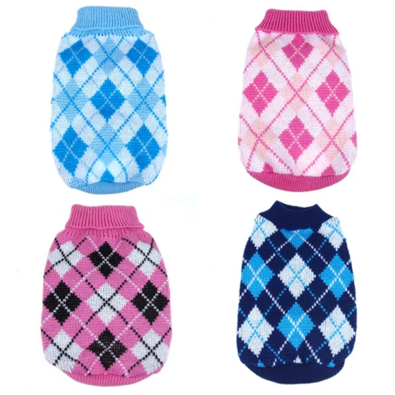 

Pet Dog Sweater Winter Warm Classic Plaid Knitwear Dog Clothes Soft Coat Dog Costume For Dogs Cats Apparel