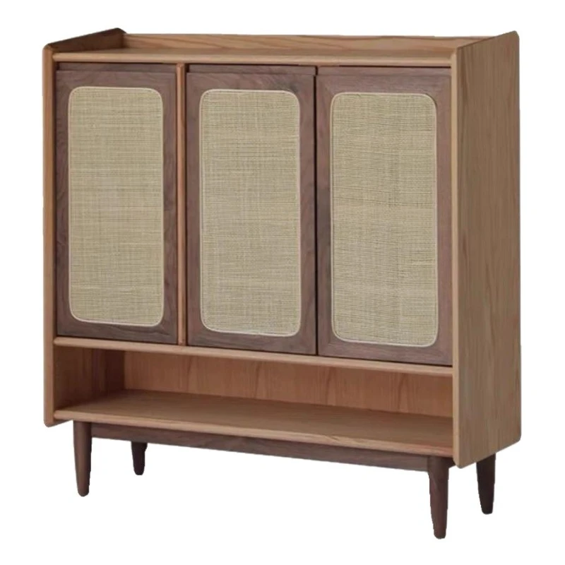 

Nordic solid wood modern rattan shoe cabinet household door entrance entrance simple Japanese shoe rack storage locker
