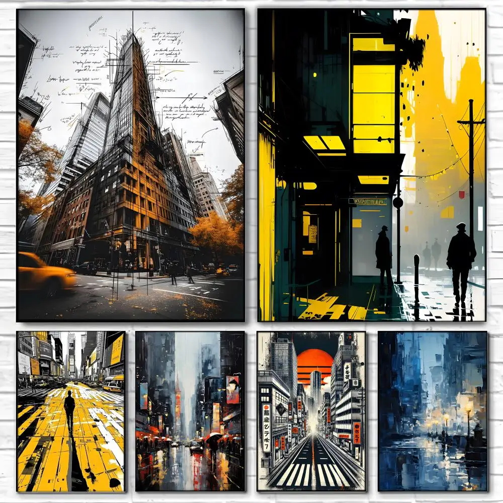 Anime Retro Street Poster  Self-adhesive Art Waterproof Paper Sticker Coffee House Bar Room Wall Decor