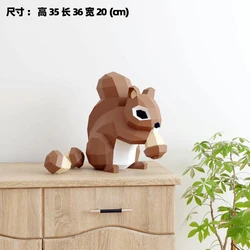 Little Squirrel Eats Nuts Paper Model Cute Animal Origami Papercraft Desk Decoration 3D DIY Puzzles Kids Educational Toys