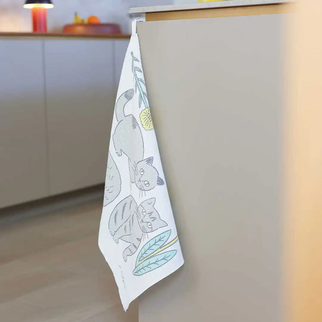 

Кухонное полотенце из чистого хлопка с милым рисунком животных, серия «Манга», для уборки дома, ухода за полом, универсальная салфетка