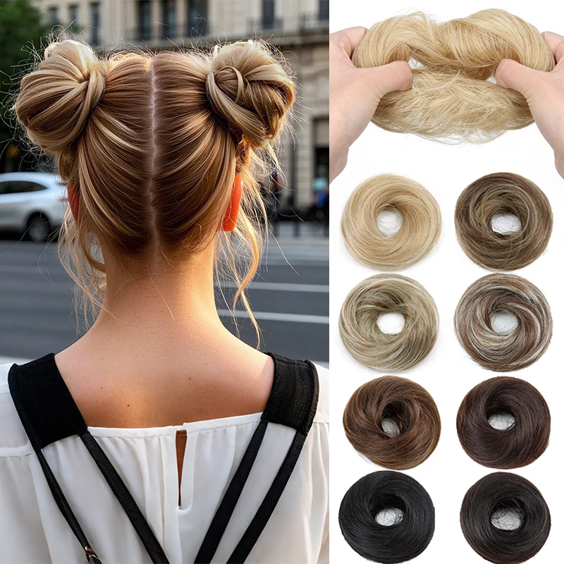 

Elegant Hair Bun for Women Soft Comfortable Chignon Style Elastic Rubber Band Scrunchy Updo Hairpiece