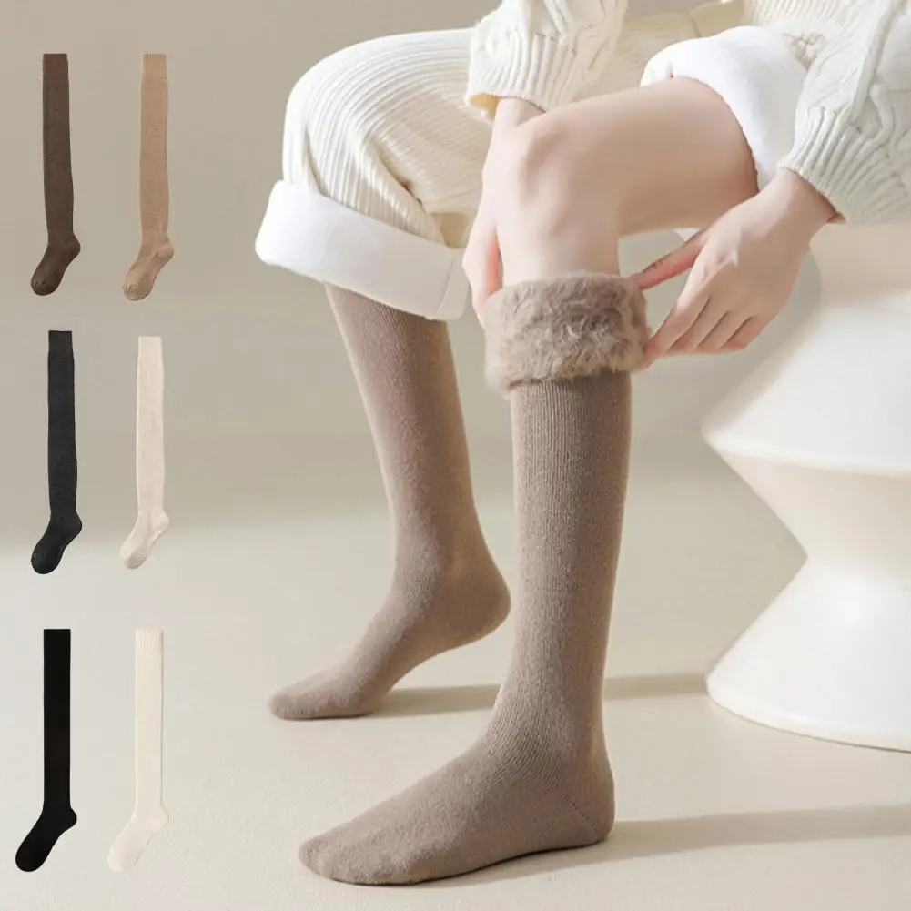

Long Socks for Winter Cozy Winter Women's Long Socks Thickened Thermal Stockings Soft Fluffy Over Knee Socks for Girls Warm
