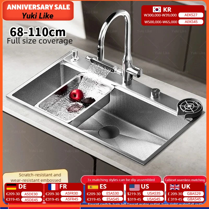 

304 Stainless Steel Kitchen Sink Dishwasher Replacement Sink Large Single Slot Capacity Wash Vegetable Bowl Undermount Basin