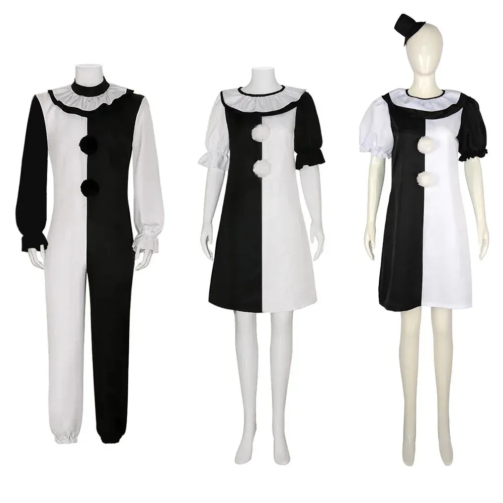 

Terrifier Art Clown Joker Cosplay Costume Men Jumpsuit Women Role Play Fancy Dress Up Halloween Carnival Party Horror Dress Suit