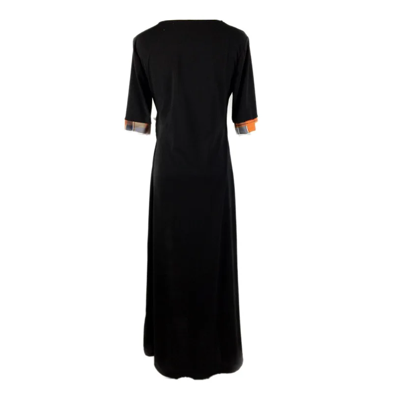 New Women's Dress Spring Summer Loose Casual Commuter Irregular Clasp Vintage Button Round Neck Half Sleeve Mid-waist Long Dress