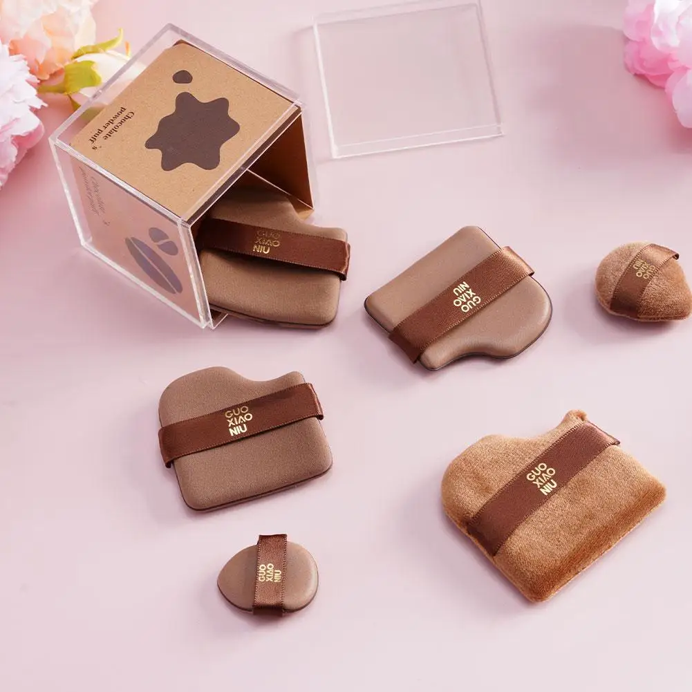 6 unids/set Mini licuadora de maquillaje Puffs mezcla rápida Color Chocolate esponja de maquillaje uso seco húmedo herramienta de maquillaje cosmético de doble cara