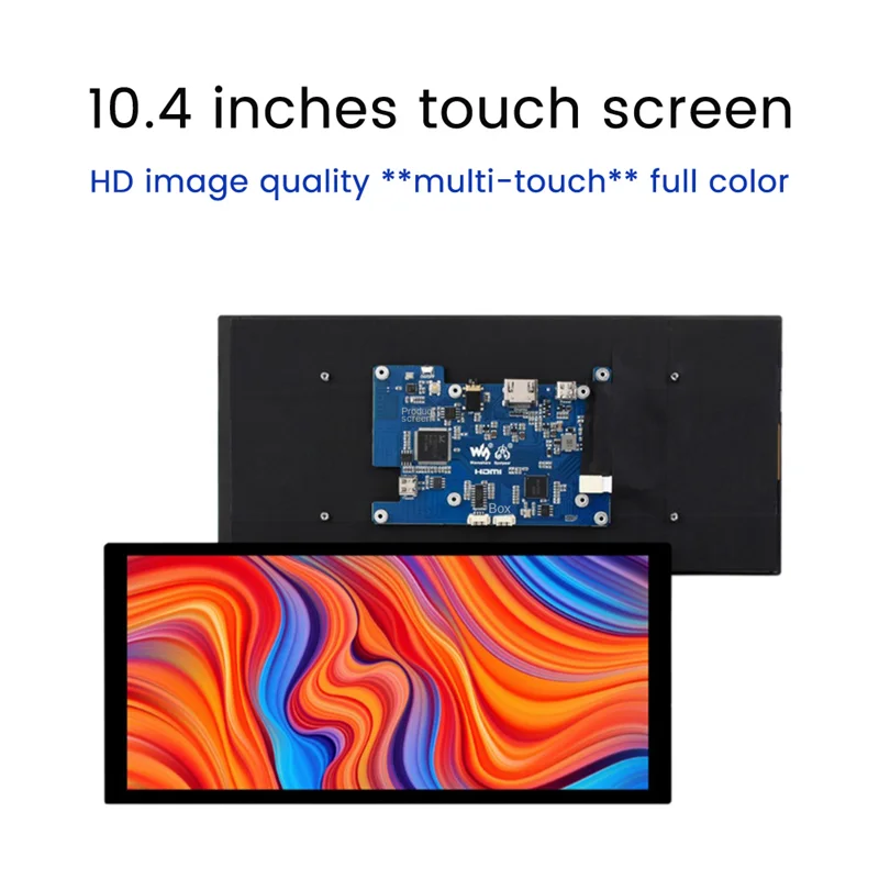 Practical-10.4 Inch QLED Computer Monitor Touch Screen 1600X720 IPS Capacitive Touch Screen for Raspberry Pi HD Monitor-US Plug