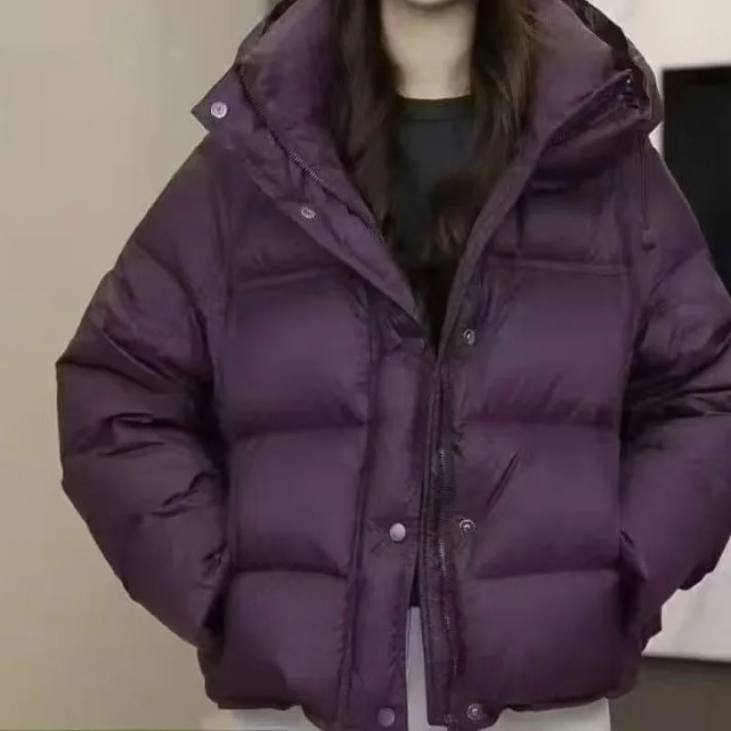 المرأة أسفل سترة معطف المرأة أسفل سترة 2025 جديد دافئ مقنعين سميكة الأبيض بطة أسفل الترفيه الشتاء المرأة أسفل سترة