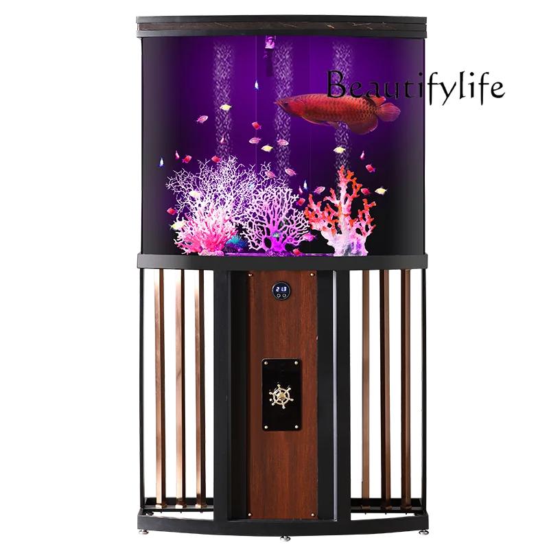 

Single arc fish tank, medium-sized water-free acrylic ecological bottom filter, office against the wall for home use