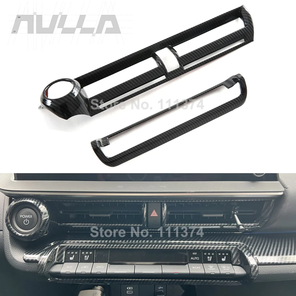 

LHD for Toyota Prius 60 Series 2023 2024 ABS Car Center Air Outlet Middle Ac Vent Decoration Sticker Carbon Look Cover