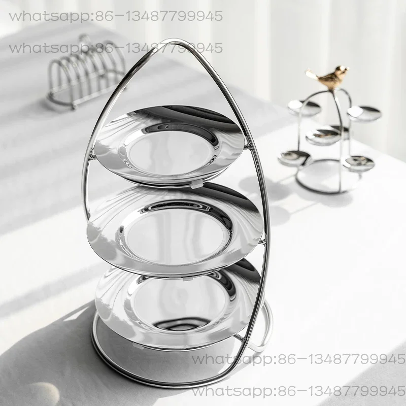 

Nordic Stainless Steel Cake Display Stand Afternoon Tea Fruit Snack Plate Light Luxury Three-layer Dessert Rack Model Room Ornam