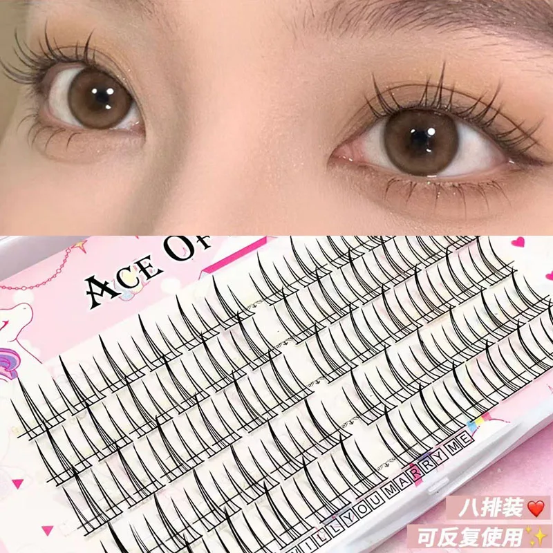 Japanese System Lashes V-Shaped Fairy Natural Nude Makeup Comic Fine Stem Single Cluster Piecewise Type Self-Grafted Eyelashes