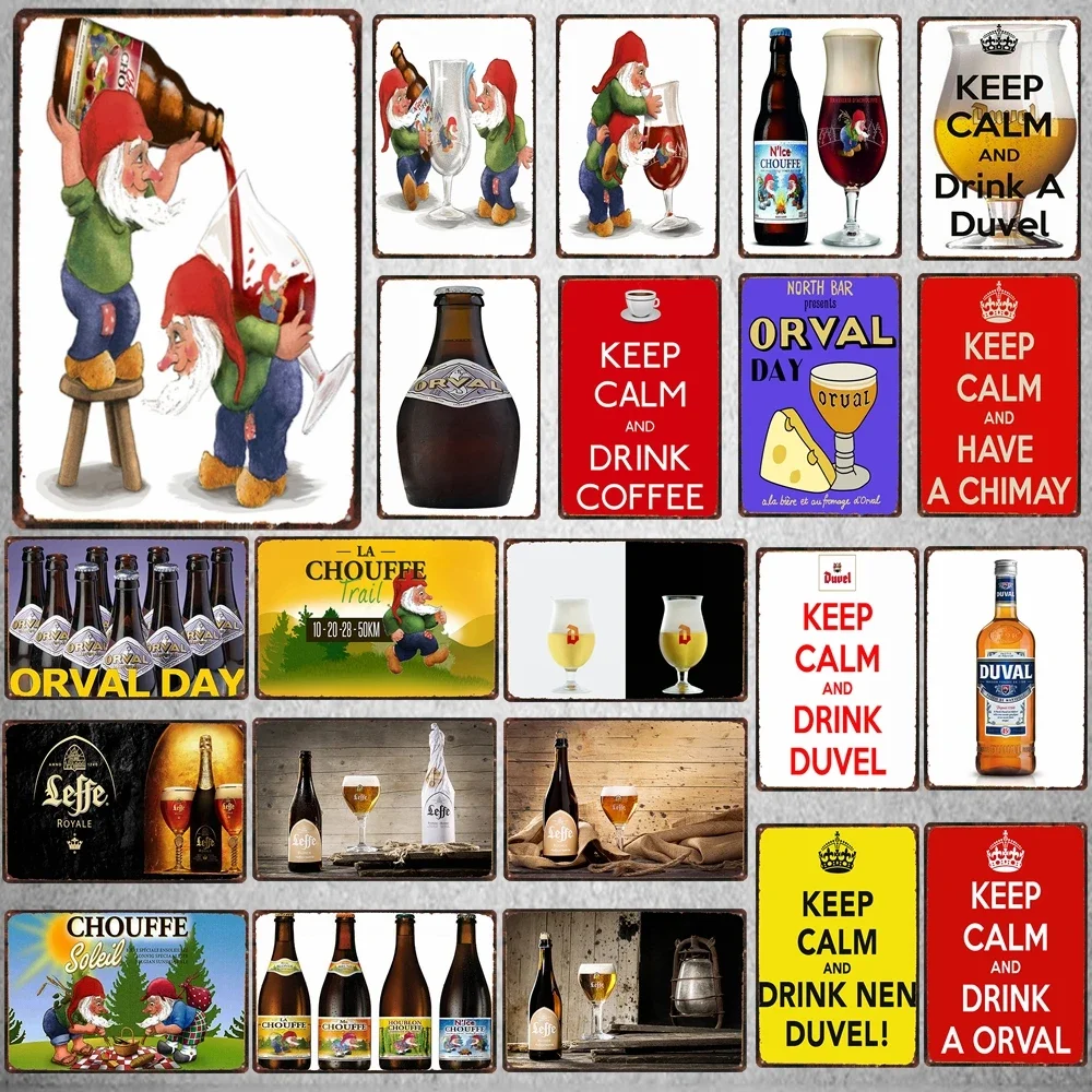 Orval Duvel Chouffe البيرة معدن القصدير تسجيل الحفاظ على الهدوء اللوحة خمر حانة جدار المطبخ مطعم الفن رجل الكهف ديكور المنزل DU-621
