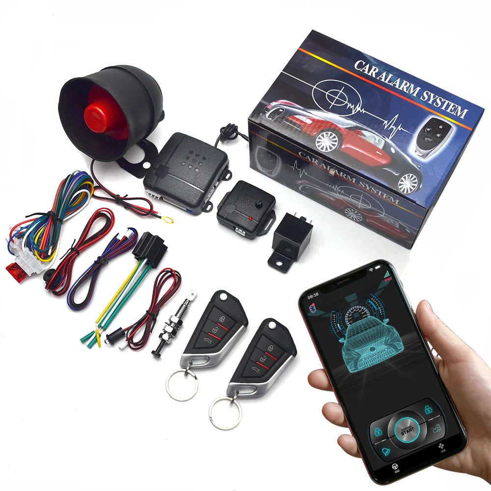 Image 6: Système antivol à détection de vibrations pour voiture, système d'entrée sans clé, contrôle par application Bluetooth sur smartphone, comprend 2 clés à distance, alarme sonore