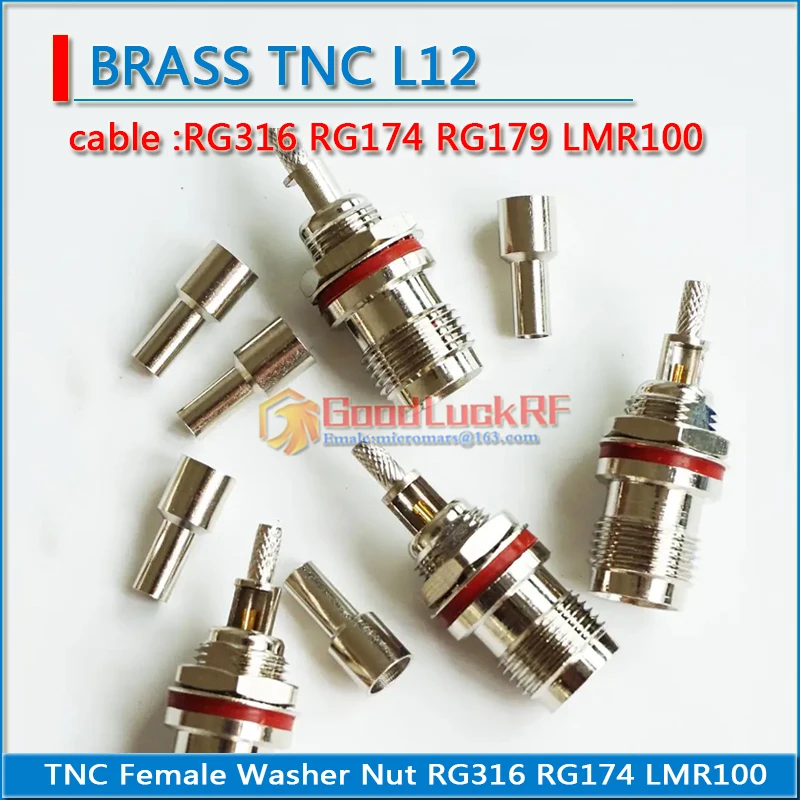 10X Pcs RF Connector TNC Female Window jack With O-ring Bulkhead Panel Nut Crimp for RG316 RG174 RG179 LMR100 Cable plug