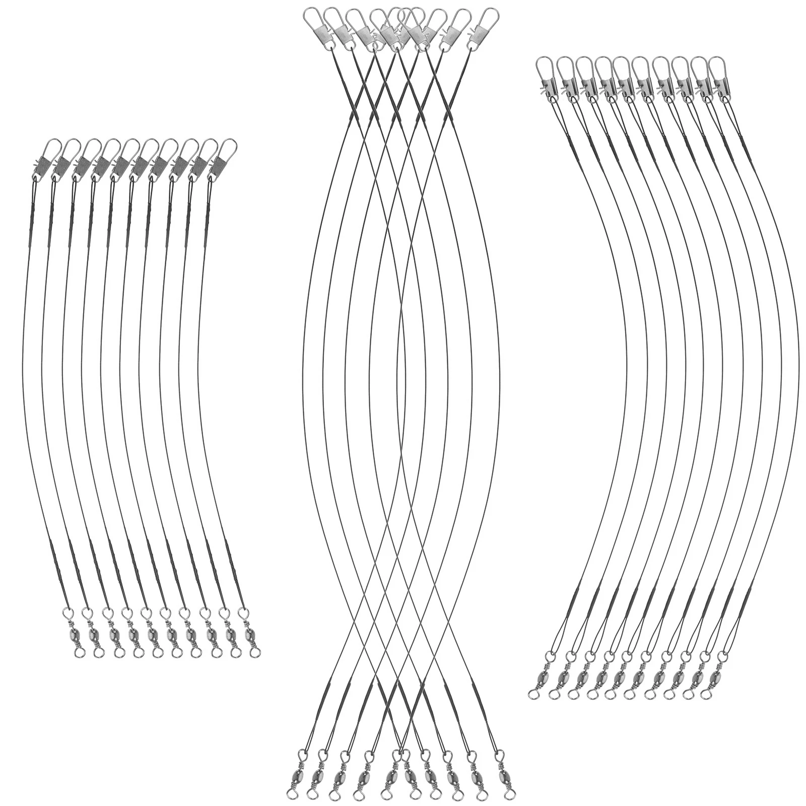 

100pcs Portable Fishing Wires Steel Fishing Wire Leader High Strength Trace Gear for Bass Trout Carp 15-30cm Black Set