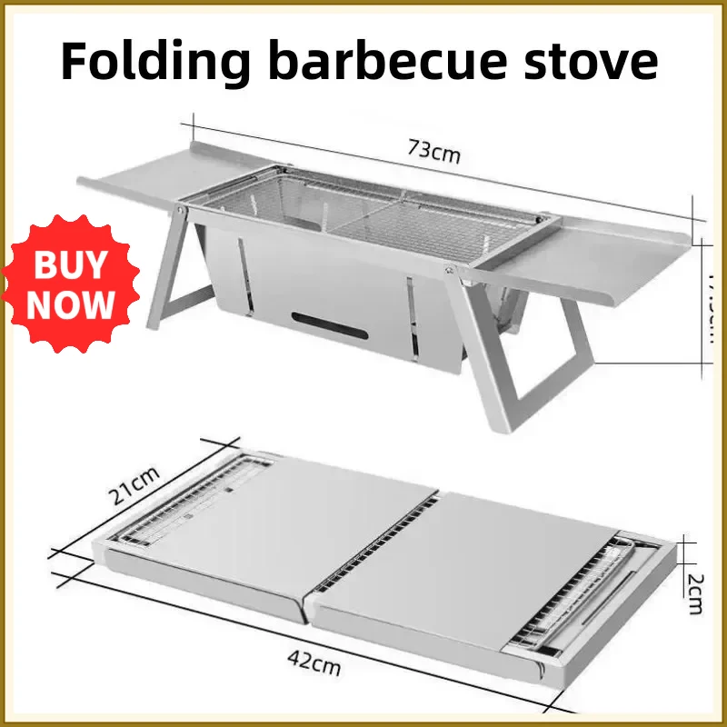 Edelstahl-Grill für Draußen, Faltbarer Holzkohlegrill …