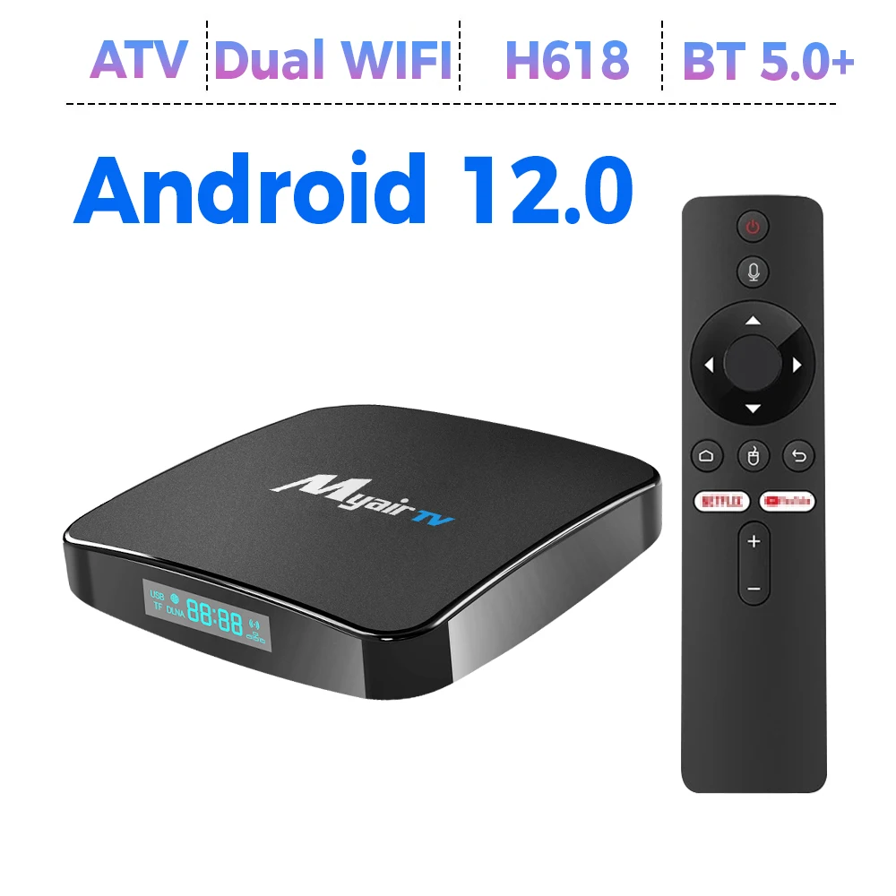 Smart Android 12.0 TV Box GYS Allwinner H618 Remote Streaming Media Player Google Assistant 2GB 16GB 6K HDR 8K BT5.2 ATV