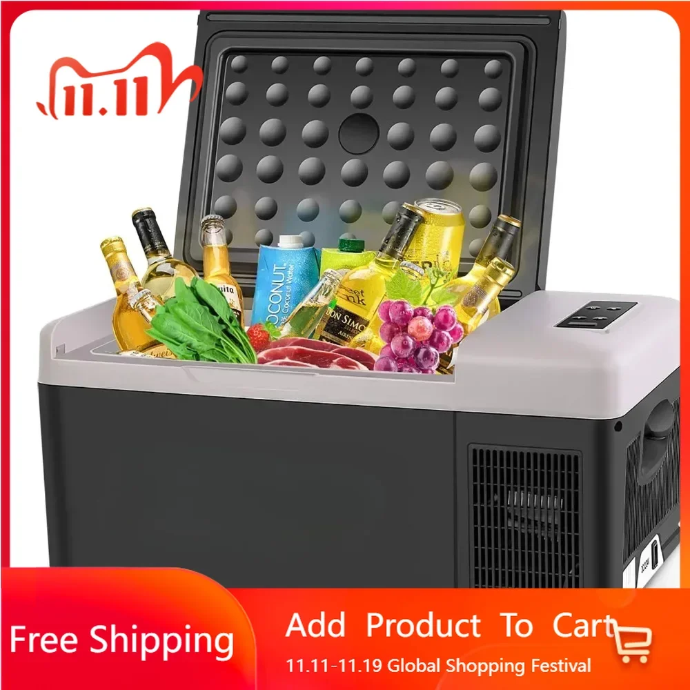 

12 Volt Car Refrigerator, Portable Freezer 16 Quart Camping Fridge Cooler 15L (-4℉~68℉) with 12/24V DC & 110V AC for Car, RV