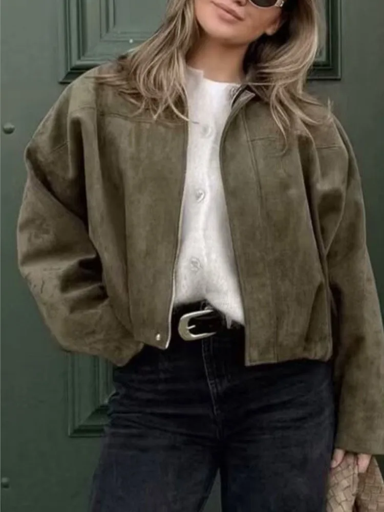 

Pilot Chaquetas Vestes Femmes Women's Jacket Fall Clothes Handsome Cool Casual Simple Style All-match Commuting Dolman Sleeves