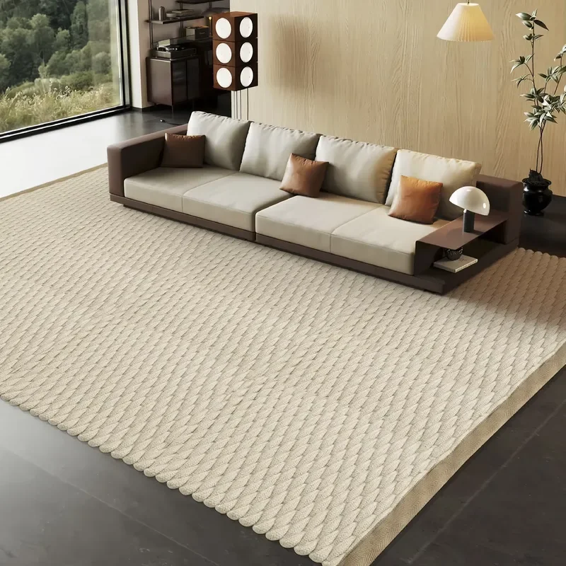 Anti-aging Square Green Series Wool/Silk Woven Anti-Slip Dirt-Resistant Low-Pile 8mm Thick Office Living Room Rug for Kids