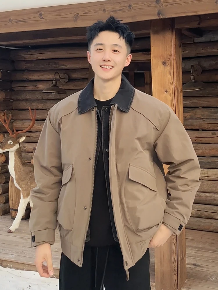 

Мужская бейсбольная куртка-бомбер в американском стиле из хлопка с пэчворком, с отложным воротником, рабочая одежда из полиэфирного волокна, устойчивая к сминанию