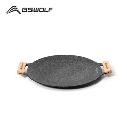 BSWolf sartén antiadherente para parrilla de barbacoa al aire libre, bandeja para hornear, placa de parrilla Roastig coreana, equipo de Camping