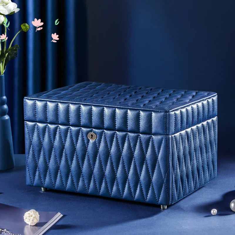 Luxury Leather Jewelry Box, European Multi-layer Storage Case, Large Capacity Vanity Organizer for  Rings Earrings Necklaces