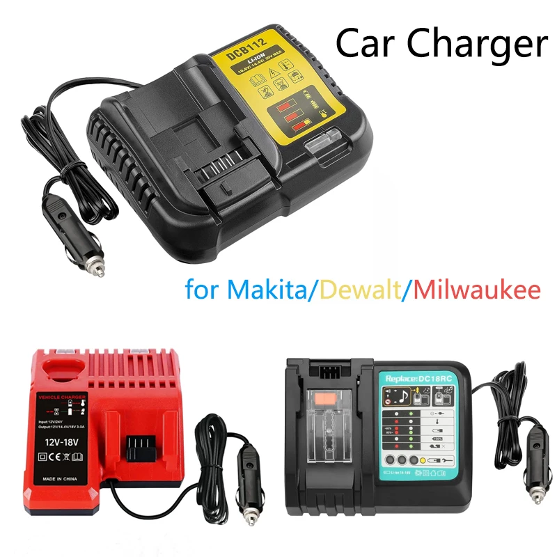 

for Dewalt for Makita for Milwaukee 18V Battery Car Charger Cigarette Lighter Plug Car Adapter Portable Fast Charging