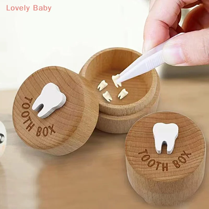 【BBS】1개 내구성 있는 유치 보관함 고품질 아기 치아 상자 선물용 나무 유치 정리함 뚜껑 포함