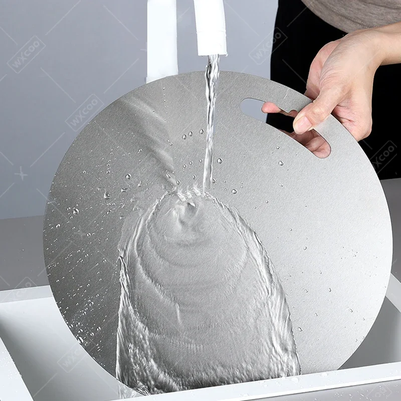 WXCOO Stainless Steel Double-sided Cutting Board for Kneading Dough Vegetables Fruit Meat Round Chopping Board Cutting Board