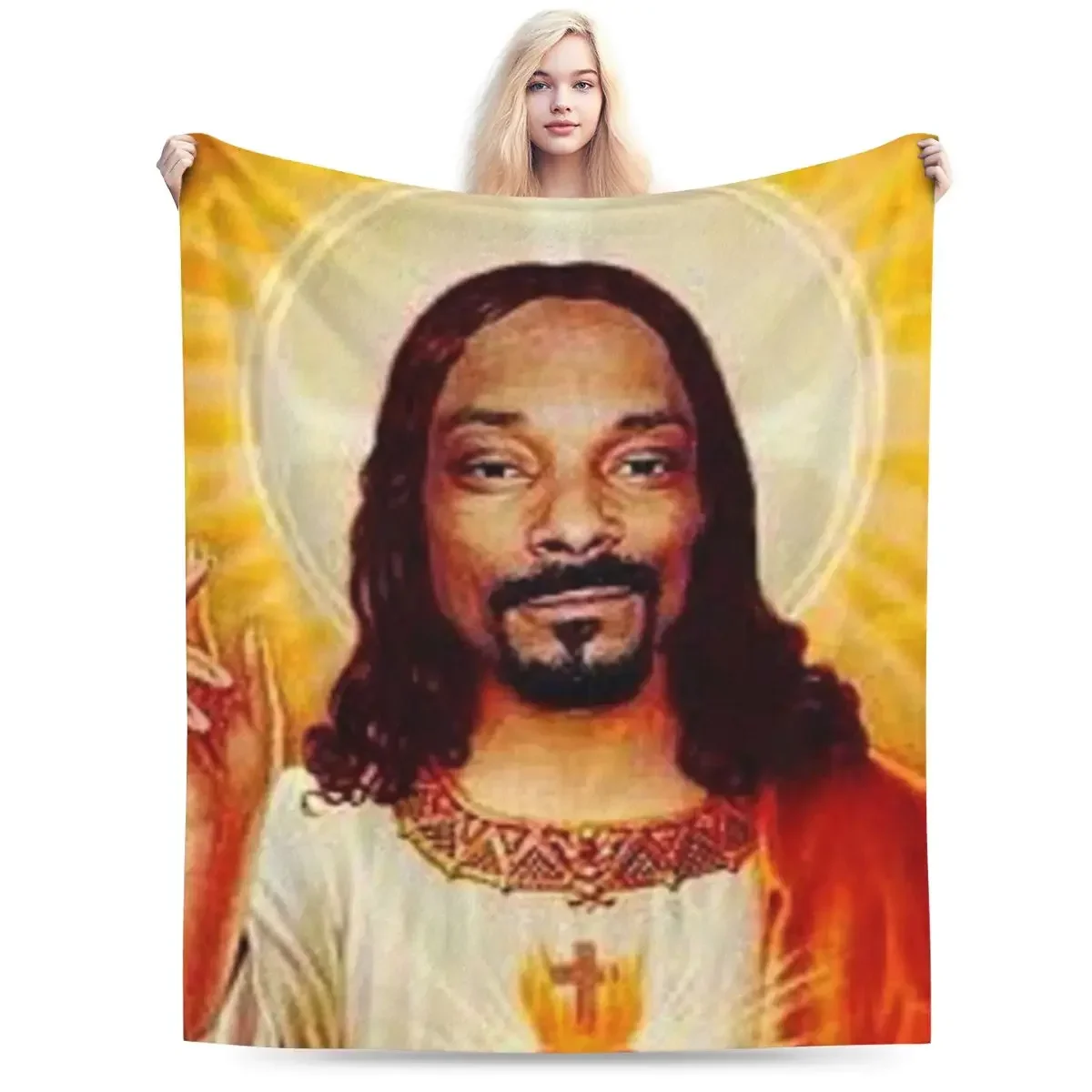 Snoop Dogg Goes Jesus Blanket Soft Warm Flannel Throw Blanket Bedspread for Bed Living room Picnic Travel Home Sofa