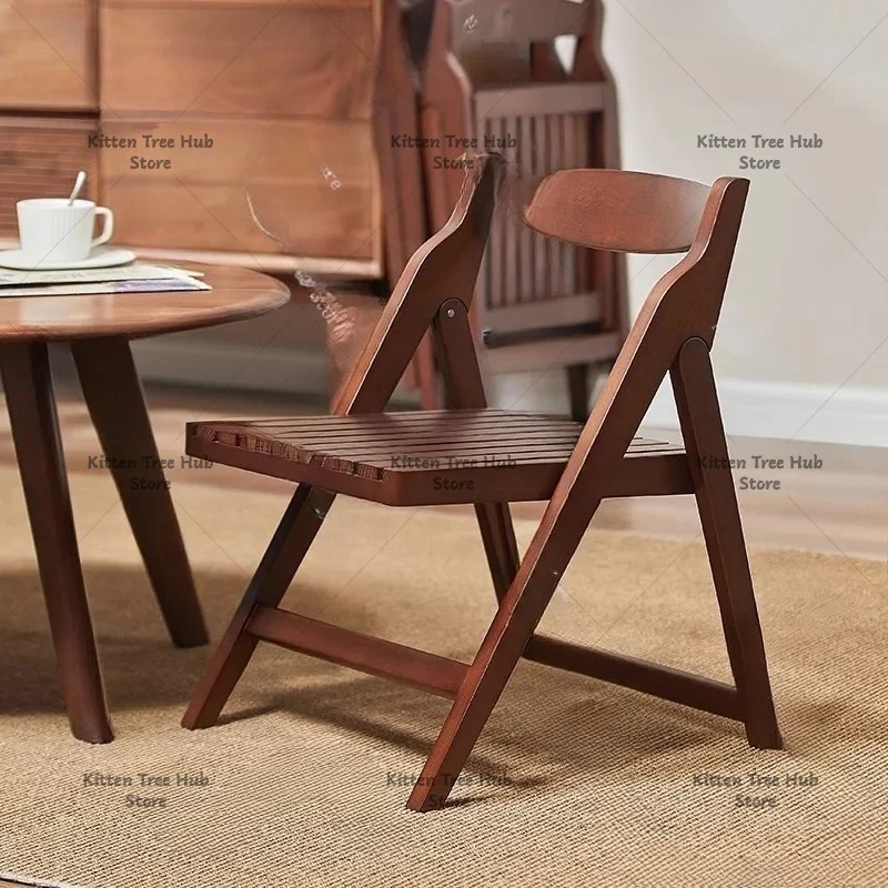 Portable Solid Wood Folding Chair Home Outdoor Camping Stool American Style Dining Seat Balcony Leisure Patio Picnic Fishing