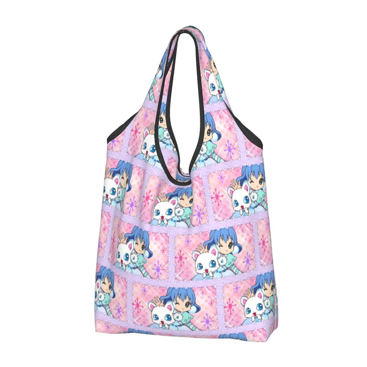 Custom Kawaii Disney Cartoon Jewelpet Sanrio Japanese Anime Shopping Tote Bags Portable Grocery Shopper Shoulder Bag