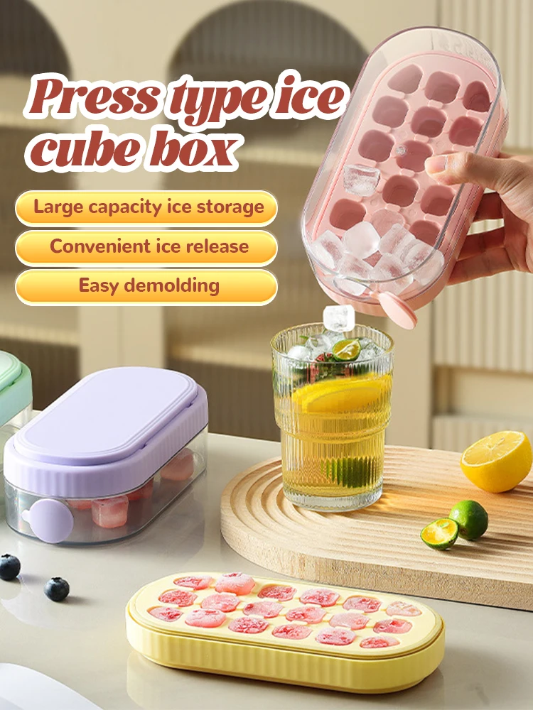 Ice grid ice cube mold, food grade homemade ice cube artifact with lid, ice making box, sealed ice storage box