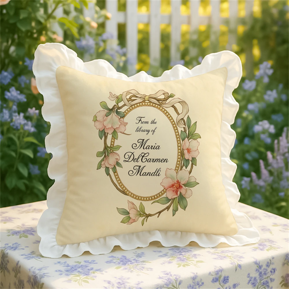 Vintage European Style Flower Washed Cotton Pillow Rose Lotus Leaf Lace Sofa Cushion Bay Window Pillowcase Girly Atmosphere
