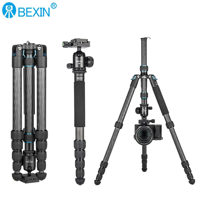 BEXIN travel Professional tripe lightweight Carbon Fiber monopod ballhead shooting Tripod stand for Canon Sony Nikon dslr camera