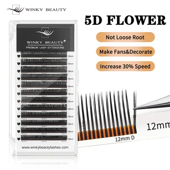 Winky Beauty-pestañas 5D de Hada de las flores, grupo de pestañas individuales clásicas, estilo W, logotipo privado suave Natural