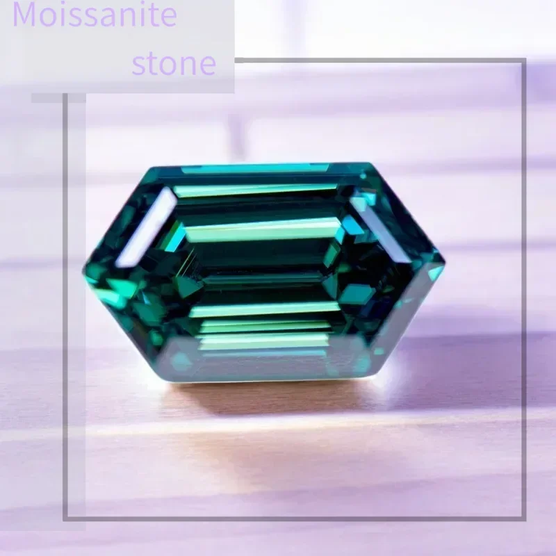 

M-TOP With GRA Certificate Moissanite Stone Long Hexagon Cut Natural Emerald Green Color DIY Advanced Charms Jewelry Earrings Ma