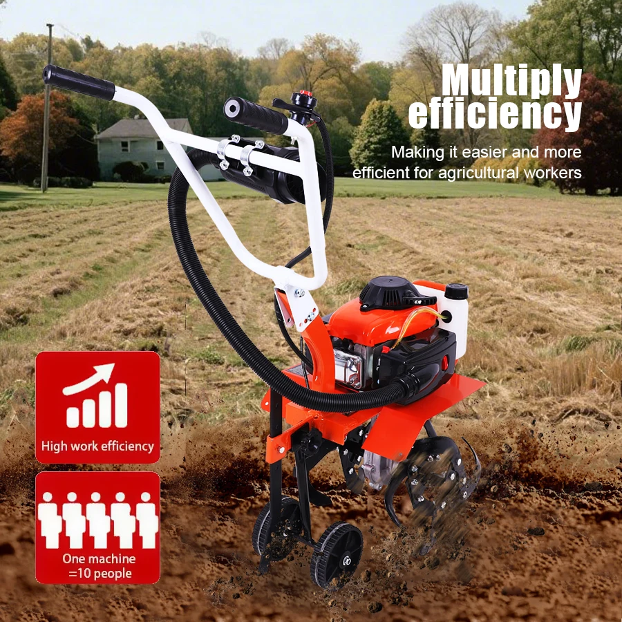 Cultivator 4 Stroke/2 Stroke Multi-function Rotary Tiller Machinery Compact Micro Tiller for Home Garden and Small