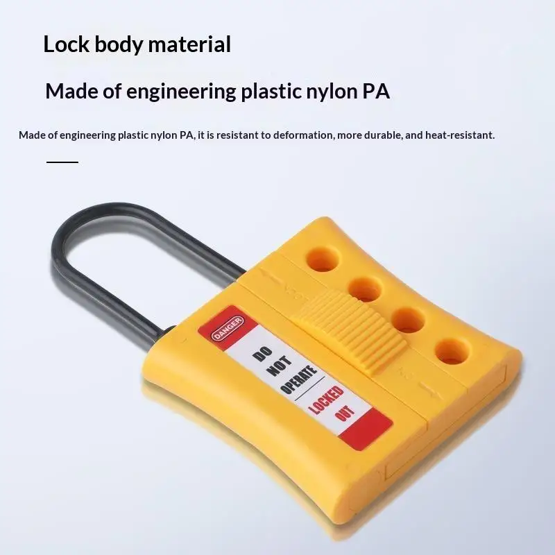Lockout Hasp 4 Hole Insulated Non Conductive Multi Lock Buckle for School Lab Equipment Safety Lockout