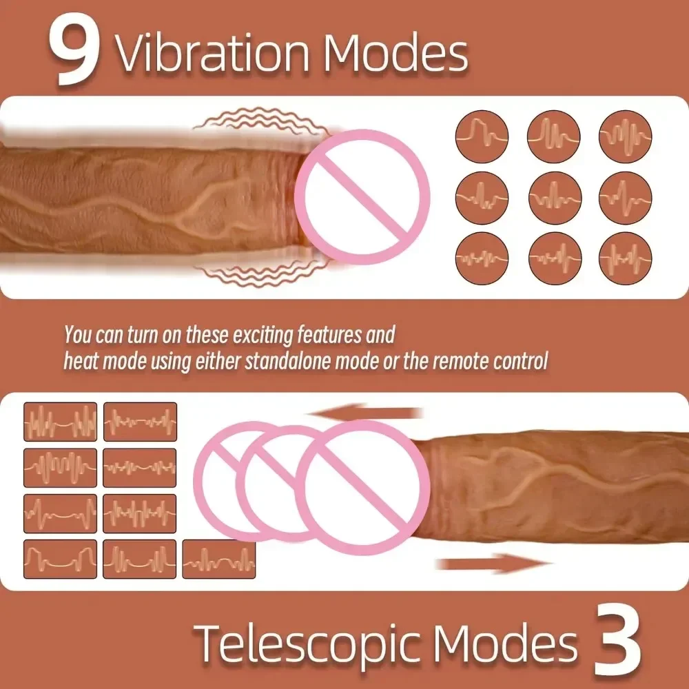 Vibrador vibrador realista telescópico feminino app remotamente controlado aquecimento grande pênis massageador masturbador adulto brinquedos